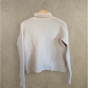 Vince Cashmere Wool Cropped‎ Chunky Cream Knit Turtleneck Sweater XS $400